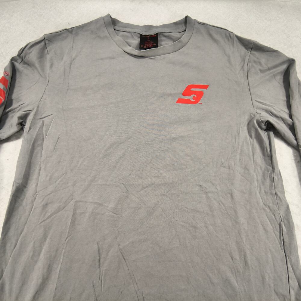 Snap On Crew Neck Long Sleeve Graphic Shirt Mens Size Large L Gray
